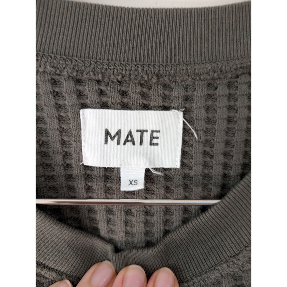 MATE The Label Organic Cotton Waffle Knit Crew Long Sleeve Shirt Oversized XS - Picture 2 of 5